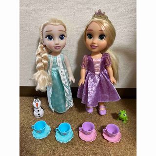 ディズニー(Disney)のお手渡し希望 美品  ディズニー正規品ラプンツェル&エルサ プリンセス 人形(キャラクターグッズ)