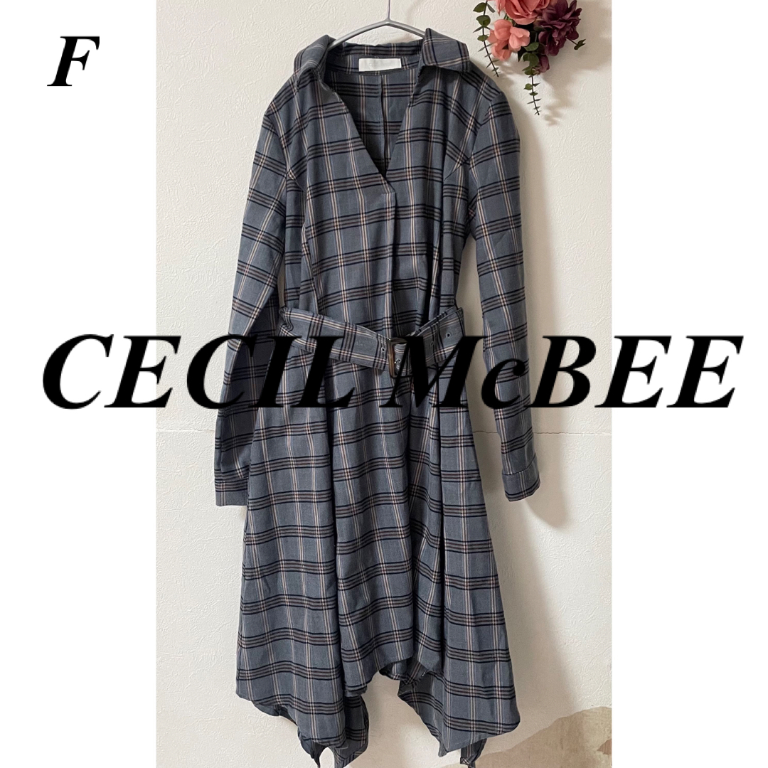 CECIL McBEE(セシルマクビー)のCECIL McBEE チェック柄イレヘムシャツワンピース レディースのワンピース(ひざ丈ワンピース)の商品写真