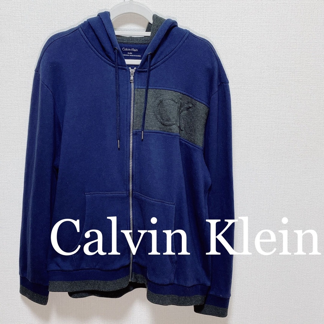 Calvin Klein(カルバンクライン)のCalvin Klein カルバンクライン ネイビー ジップアップ パーカー メンズのトップス(パーカー)の商品写真