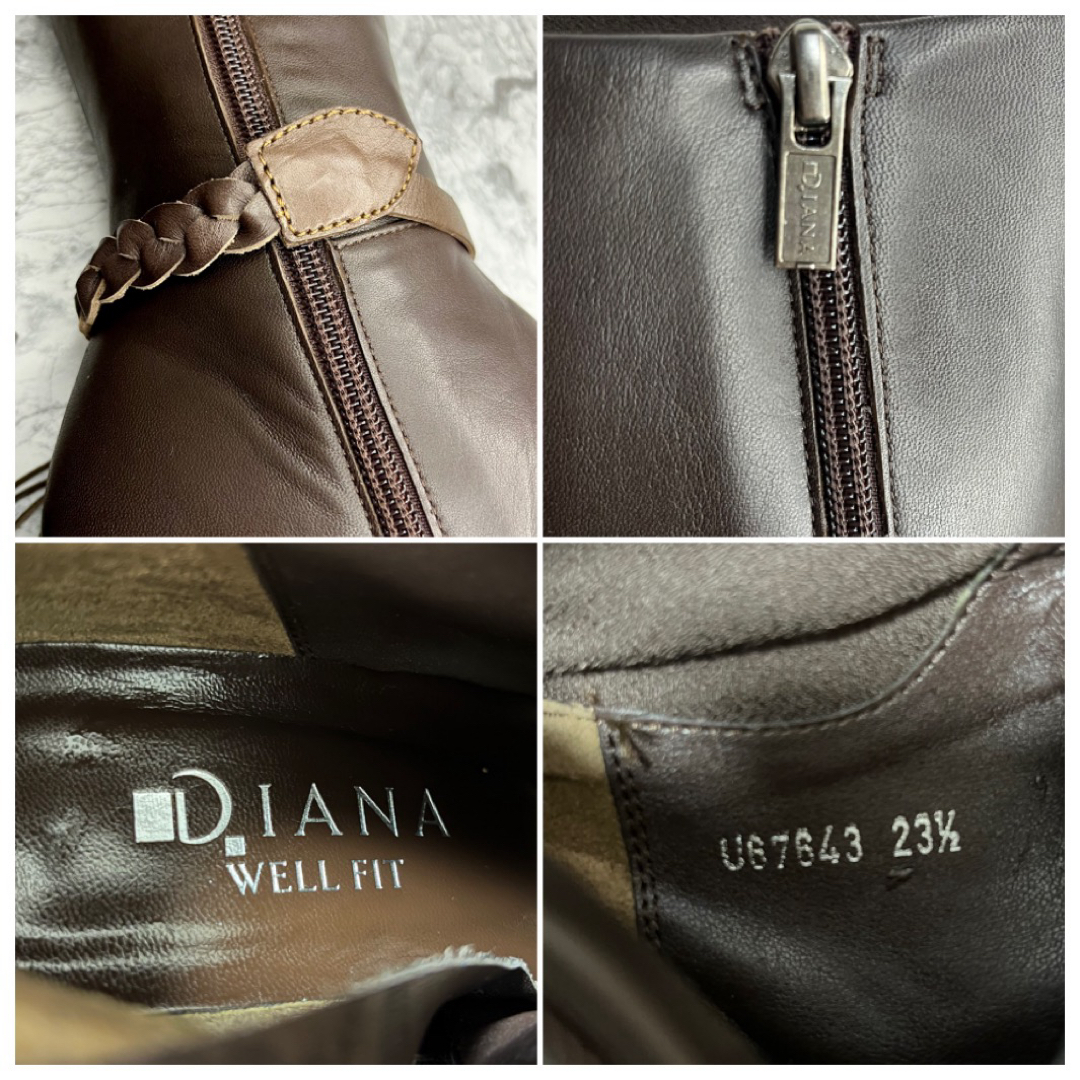 DIANA(ダイアナ)の美品【DIANA】ダイアナ　ロングブーツ　レザー　ダークブラウン　ベルト レディースの靴/シューズ(ブーツ)の商品写真