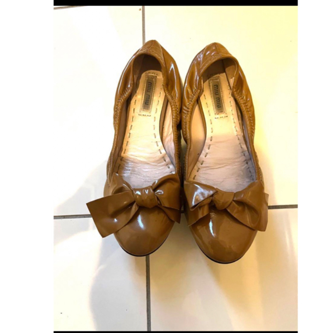 miumiu(ミュウミュウ)のミュウミュウ　ビジューリボンバレエシューズ レディースの靴/シューズ(バレエシューズ)の商品写真