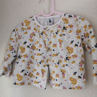 プチバトー(PETIT BATEAU)のプチバトー　カーディガン　花がら　ラメ　1歳 74cm(カーディガン/ボレロ)