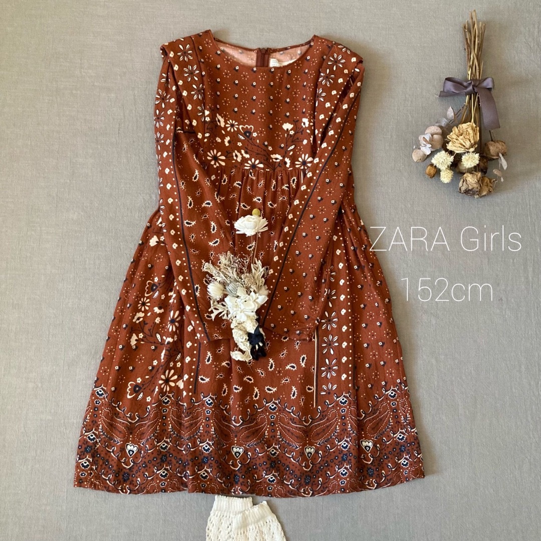 ZARA KIDS(ザラキッズ)のZARA Girlsザラガール ❁⃘クラシカル柄ワンピース150*̩̩̥୨୧˖ キッズ/ベビー/マタニティのキッズ服女の子用(90cm~)(ワンピース)の商品写真