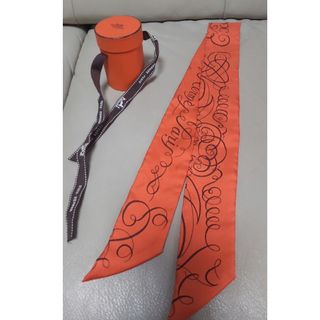 エルメス(Hermes)のエルメス ツイリー 美品 オレンジ(バンダナ/スカーフ)