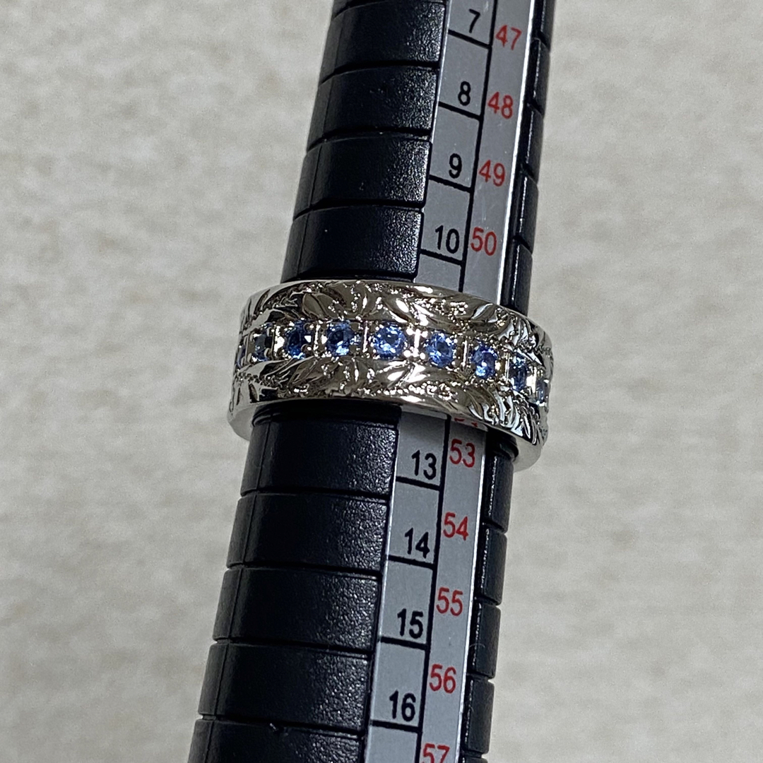【高級CZダイヤ】ブルー ハワジュ 南国 シルバー 幅広 リング レディースのアクセサリー(リング(指輪))の商品写真