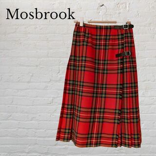Mosbrookモスブルック　タータンチェック　赤　ラップスカート(ひざ丈スカート)