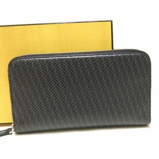 フェンディ(FENDI)の美品 フェンディ マイクロFF ラウンドファスナー 長財布 ☆ ブラック 7M0210 AGLP F0L6B ▼ FENDI メンズ可 レザー 黒 5K(長財布)