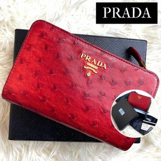 プラダ(PRADA)の⋟極希少品⋞ 付属品完備 / プラダ オーストリッチレザーコンパクトウォレット(財布)