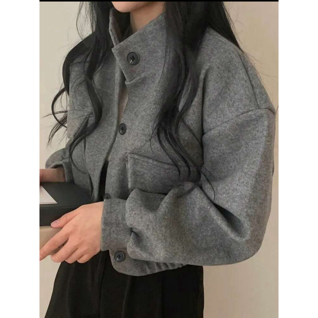 SHEIN グレー レディースオーバーコート ショート丈の通販 by SHEIN グレー レディースオーバーコート ショート丈の通販 by