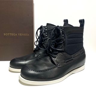 ボッテガヴェネタ(Bottega Veneta)の☆未使用 ボッテガヴェネタ デッキソール レースアップ ブーツ 黒 イタリア製(ブーツ)