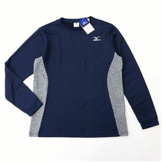 ミズノ(MIZUNO)の【新品】ミズノ メンズ 暖かい 裏起毛 長袖 Tシャツ ロンT 紺 Mサイズ(Tシャツ/カットソー(七分/長袖))