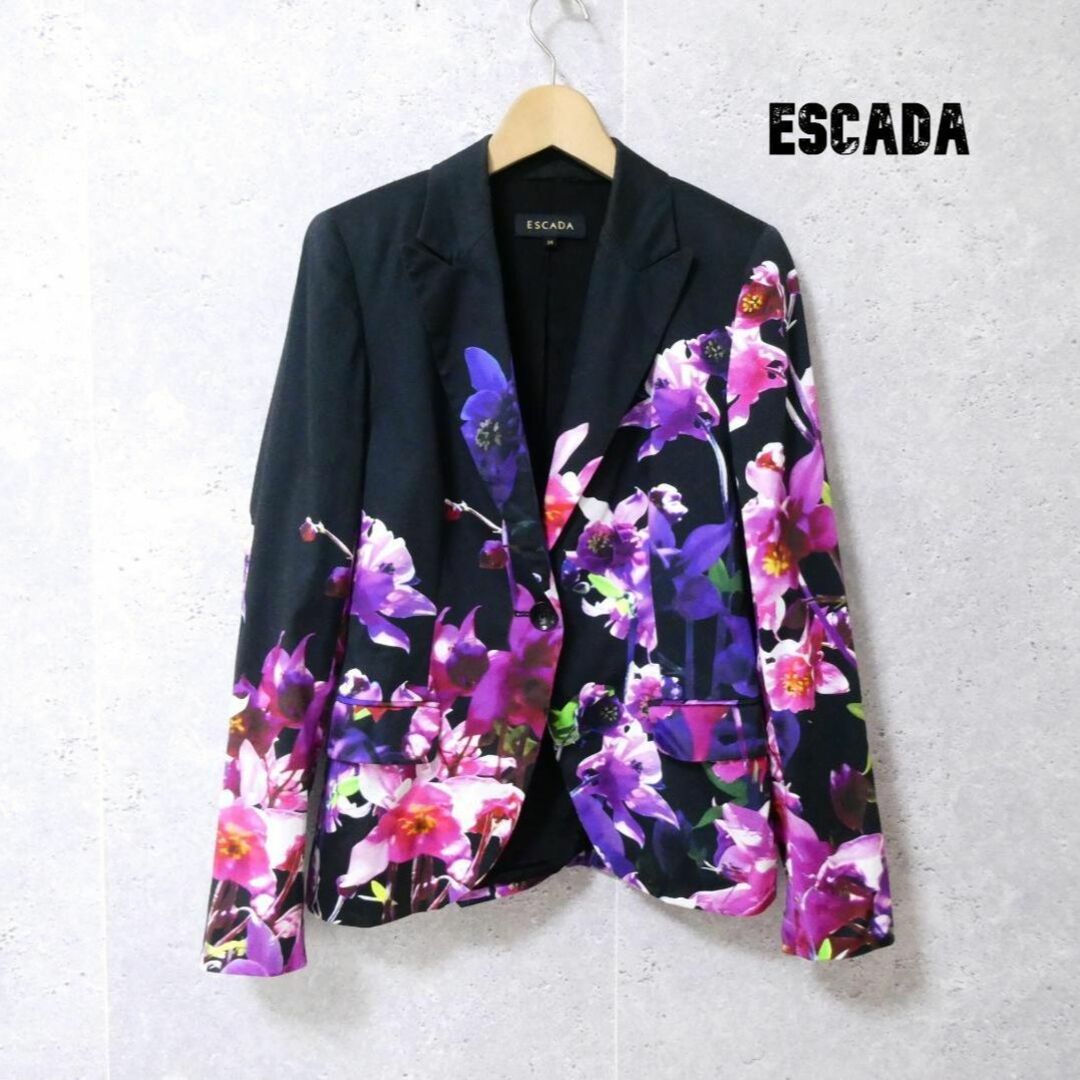 ソルクレスタ』 良品 綺麗 ESCADA 花柄 ストレッチ シングル 1B