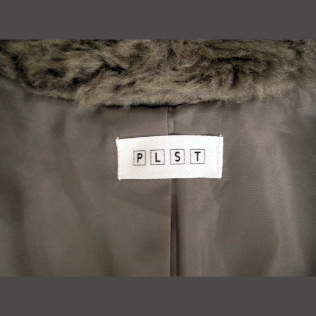 PLST(プラステ)のプラステ PLST 17AW ランダムエコファーノーカラーコート S グレー レディースのジャケット/アウター(毛皮/ファーコート)の商品写真