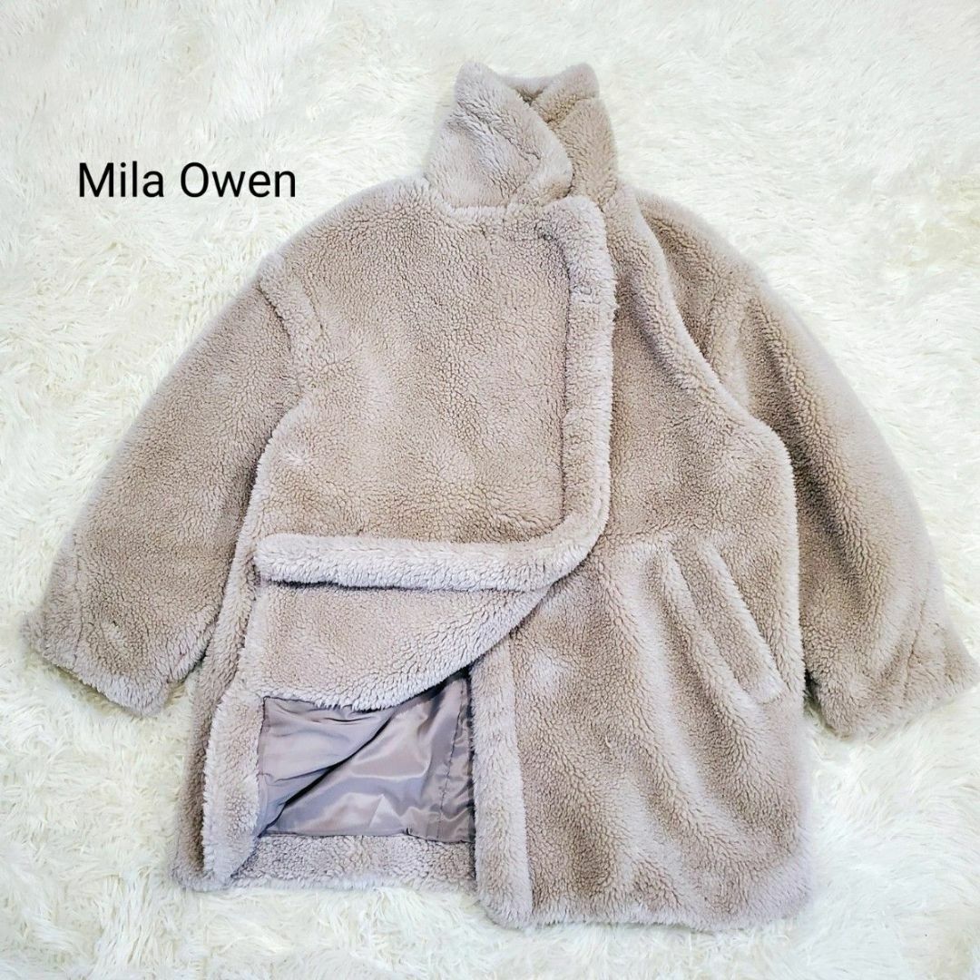 Mila Owen(ミラオーウェン)の大人気 モコモコ Mila Owen ミラオーウェン ボアコート ミドル丈 レディースのジャケット/アウター(その他)の商品写真