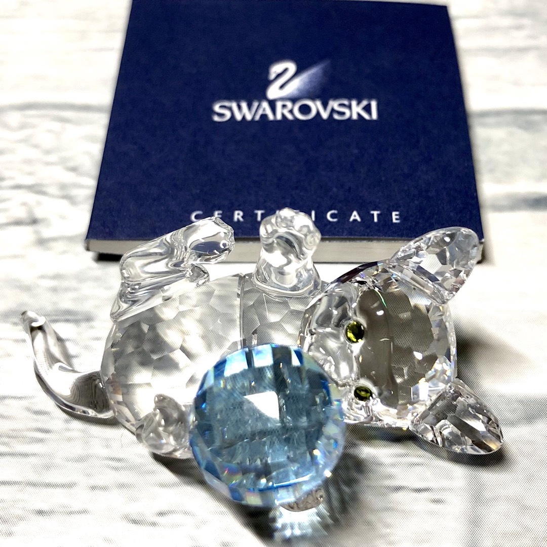 SWAROVSKI(スワロフスキー)の希少 廃盤 スワロフスキー SWAROVSKI ねこ ネコ 猫 ブルー ボール インテリア/住まい/日用品のインテリア小物(置物)の商品写真
