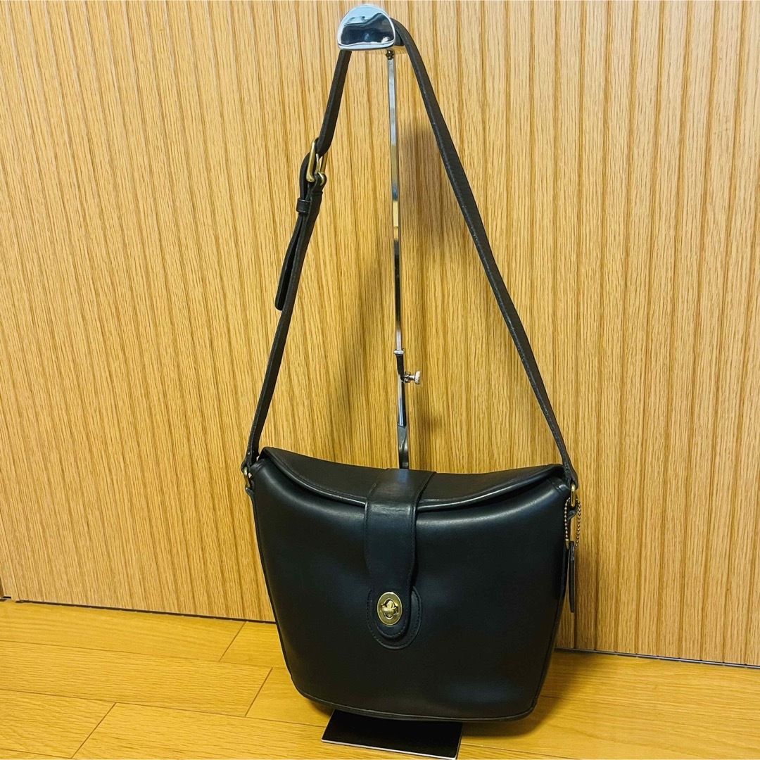 【美品】OLD COACH オールドコーチターンロックレザーショルダーバッグ