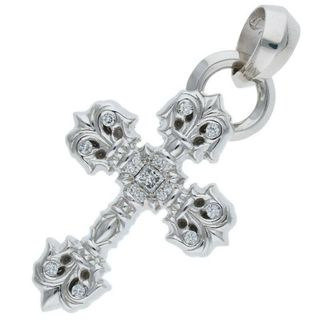 クロムハーツ(Chrome Hearts)のクロムハーツ  18K FILIG/CROSS-XSM P/D/フィリグリークロスXS PAVEダイヤ/ホワイトゴールドネックレストップ メンズ(ネックレス)