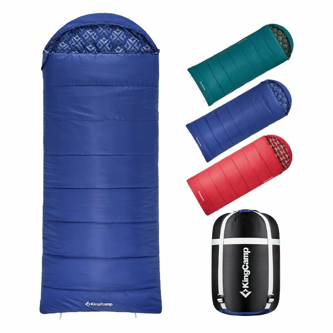42×25cm使用温度目安KingCamp 寝袋 封筒型 シュラフ 保温 210T防水 ワイドサイズ 幅9