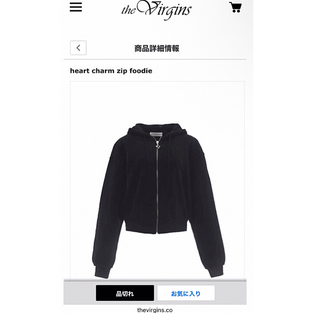 the Virgins(ザヴァージンズ)の新品未開封◆theVirgins♥heart charm zip foodie レディースのトップス(パーカー)の商品写真