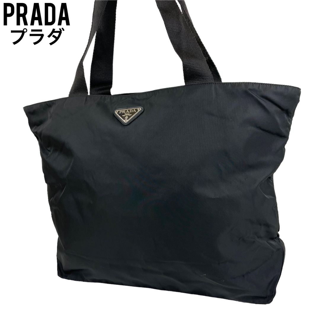 ✨良品 PRADA プラダ トートバッグ ブラック ナイロン ブラック 大容量 | フリマアプリ ラクマ