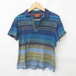 ミッソーニ(MISSONI)のミッソーニ MISSONI シャツ セーター ニット 半袖 ブルー 黄色 56(ニット/セーター)