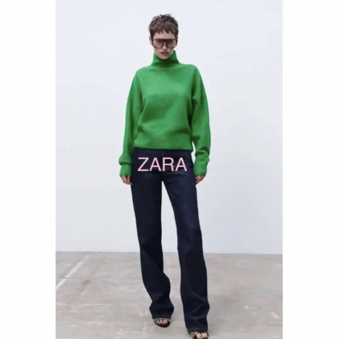 ZARA(ザラ)の新品 ZARA ザラ ハイネックニットセーター グリーン 緑 XL レディースのトップス(ニット/セーター)の商品写真