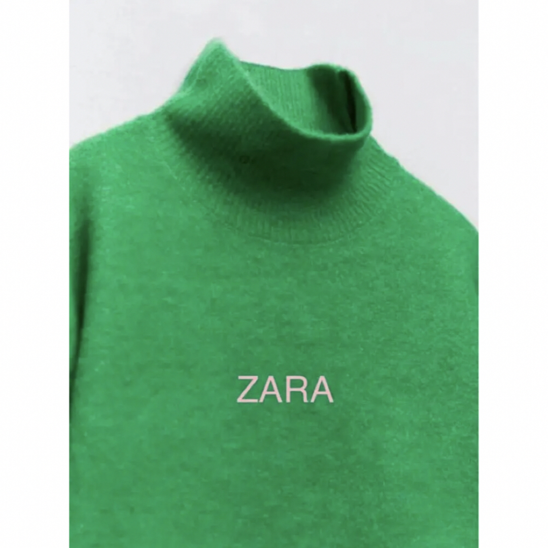 ZARA(ザラ)の新品 ZARA ザラ ハイネックニットセーター グリーン 緑 XL レディースのトップス(ニット/セーター)の商品写真