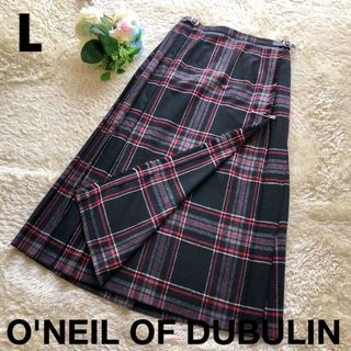 オニールオブダブリン(O'NEIL of DUBLIN)のオニールオブダブリン ✨チェックロングスカート　ピン付き　　プリーツ　L(ロングスカート)