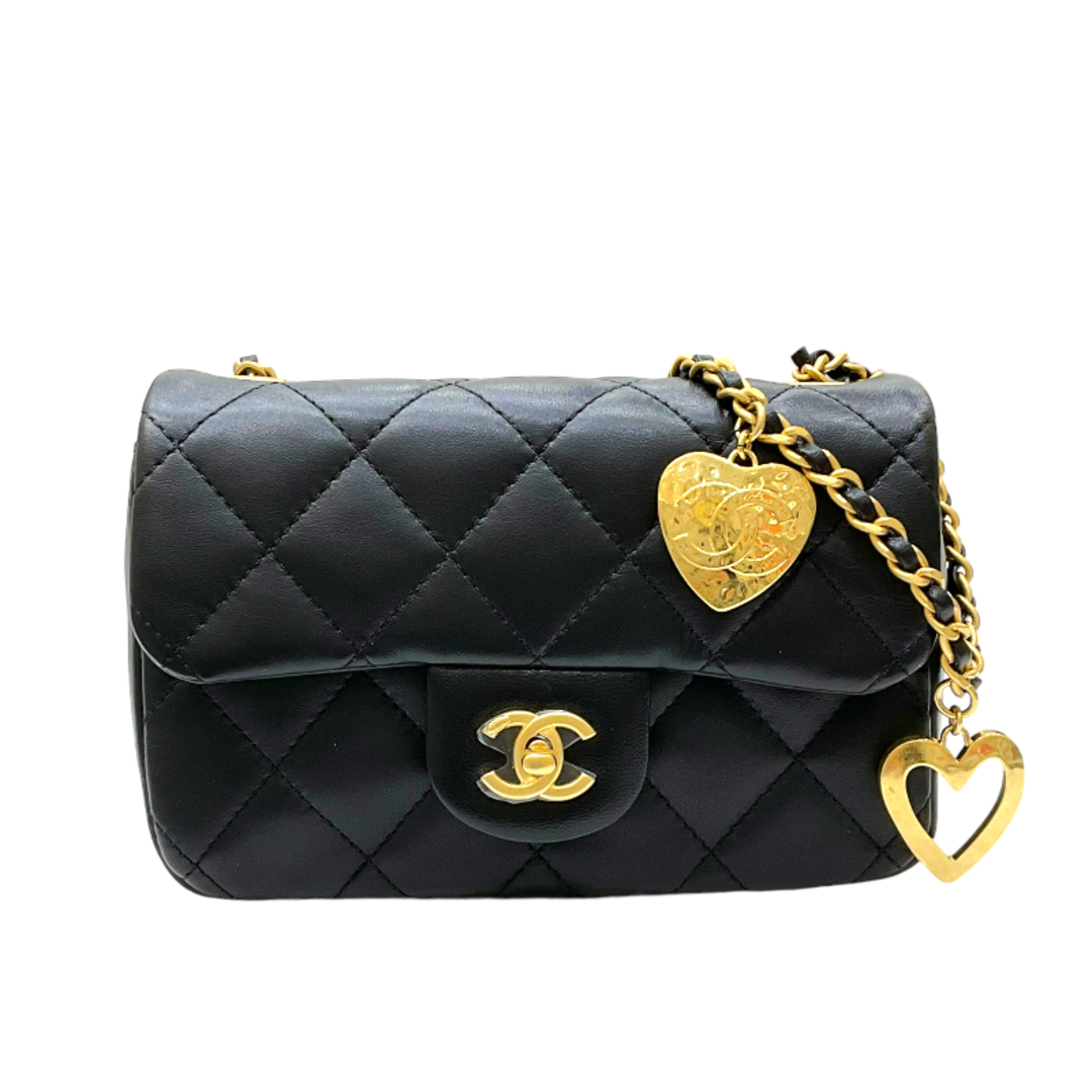 シャネル CHANEL マトラッセ ミニフラップバッグ AS3456 ブラック ゴールド金具 ラムスキン レディース チェーンショルダーバッグオープンポケットx1内側