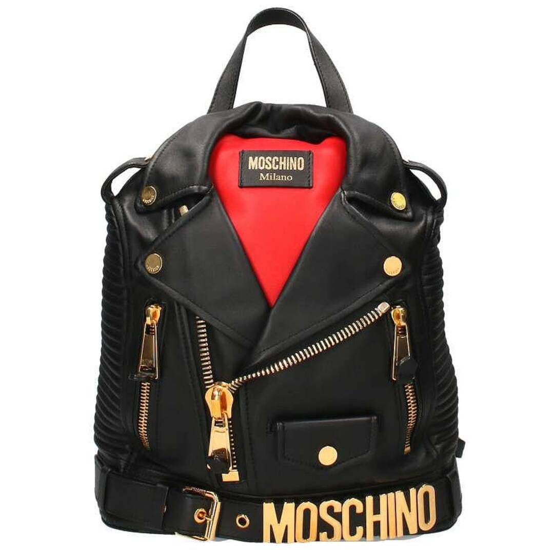 MOSCHINO(モスキーノ)のモスキーノ ライダースデザインレザーバックパック レディース レディースのバッグ(リュック/バックパック)の商品写真