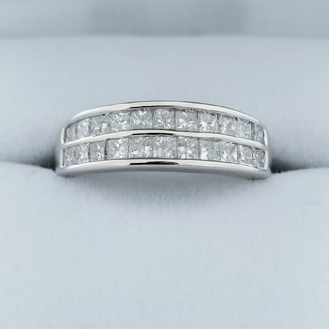 プリンセスカット ダイヤモンド エタニティ リング K18WG 1.00ct レディースのアクセサリー(リング(指輪))の商品写真