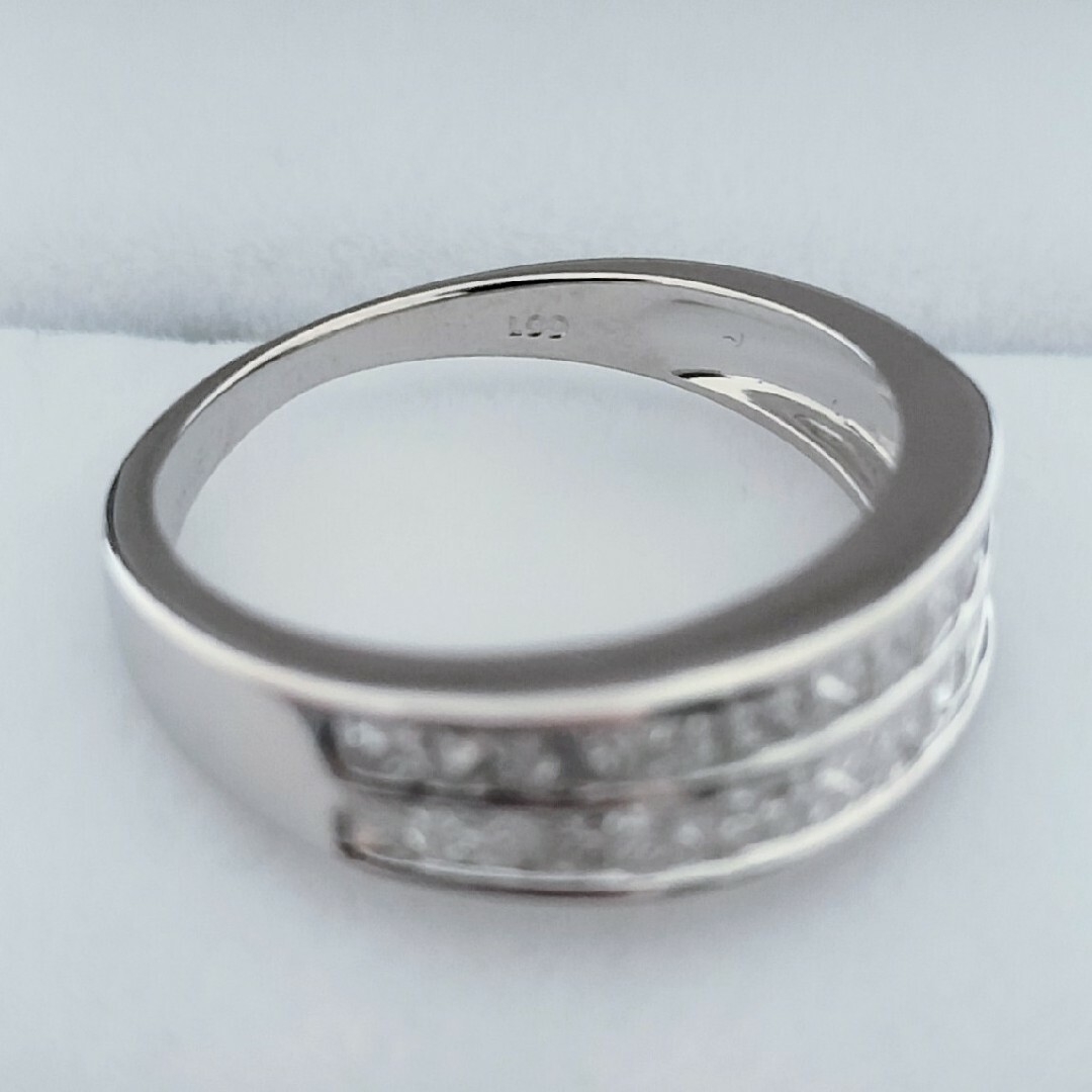 プリンセスカット ダイヤモンド エタニティ リング K18WG 1.00ct レディースのアクセサリー(リング(指輪))の商品写真