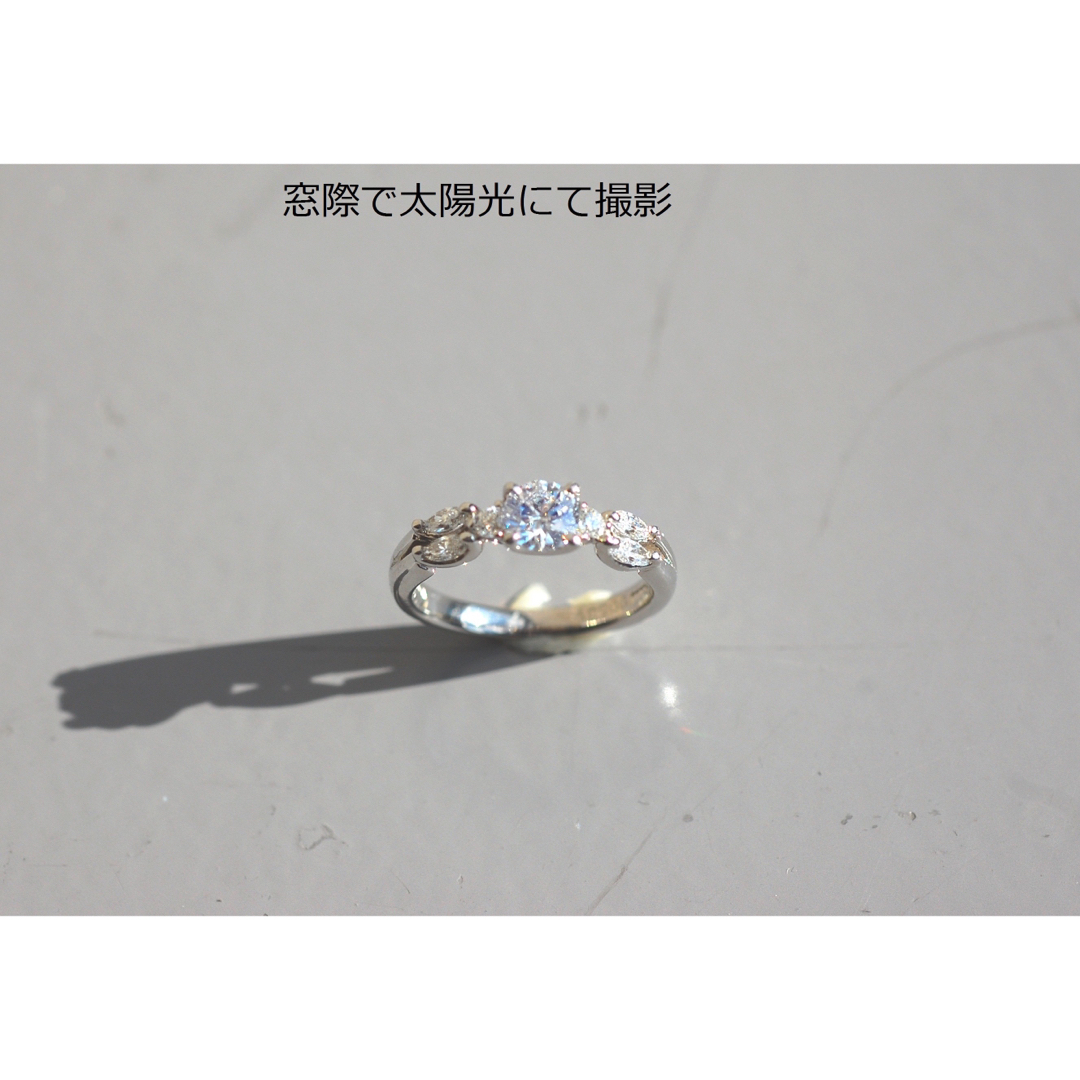 蛍光ブルーダイヤモンド0,539ct脇石ダイヤ計0,31ctリング レディースのアクセサリー(リング(指輪))の商品写真