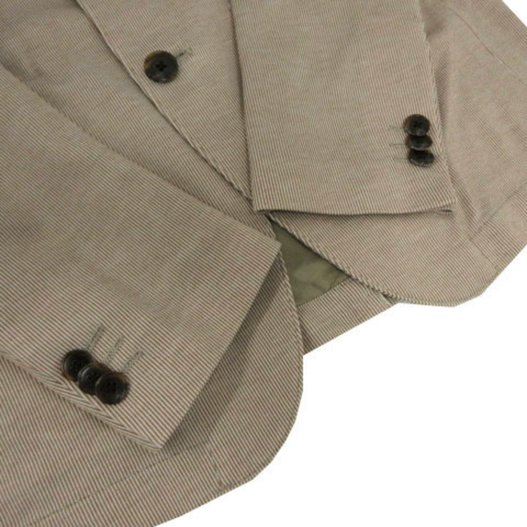 MONSIEUR NICOLE(ムッシュニコル)のムッシュニコル ジャケット テーラード コットン混 ストライプ 茶 白 44 メンズのジャケット/アウター(テーラードジャケット)の商品写真