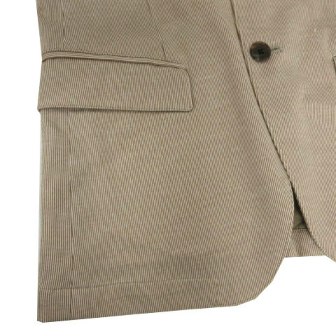 MONSIEUR NICOLE(ムッシュニコル)のムッシュニコル ジャケット テーラード コットン混 ストライプ 茶 白 44 メンズのジャケット/アウター(テーラードジャケット)の商品写真
