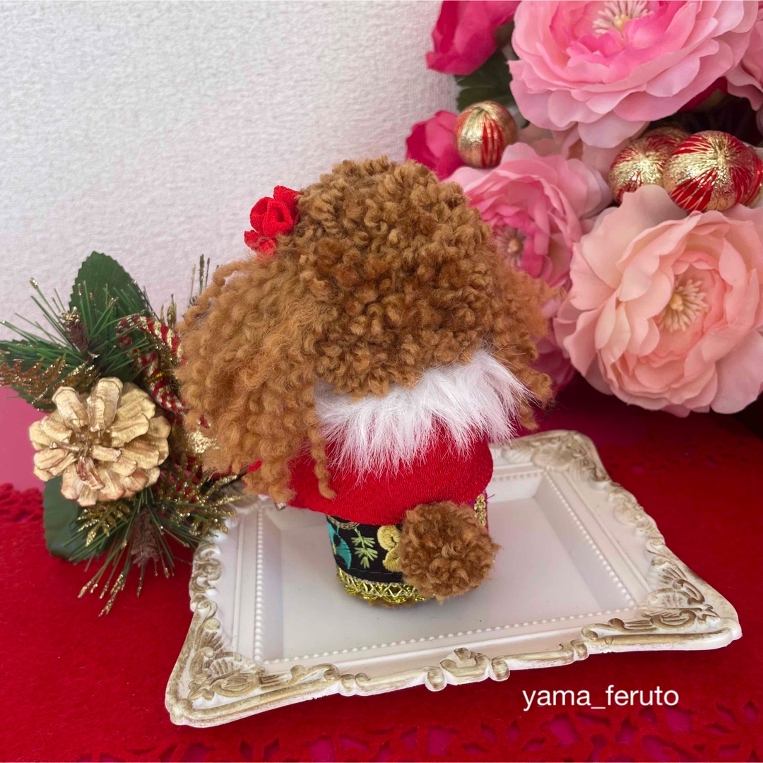 ★お正月限定★ handmade♡羊毛フェルト犬♡トイプーちゃん♡レッド♡ ハンドメイドのぬいぐるみ/人形(ぬいぐるみ)の商品写真