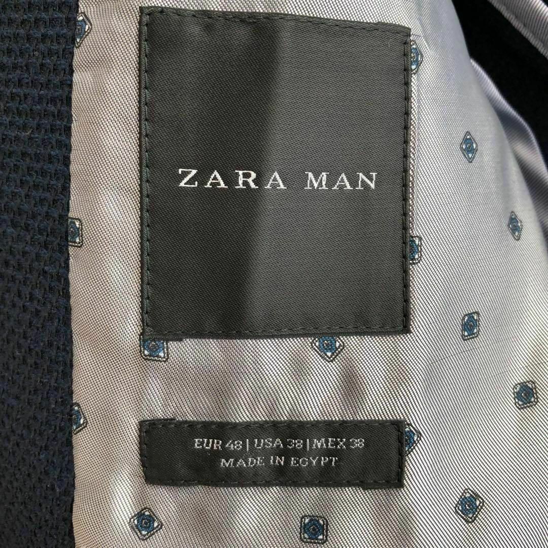 ZARA(ザラ)のZARA MANザラマンエルボーパッチテーラードジャケットネイビー紺色48 メンズのジャケット/アウター(テーラードジャケット)の商品写真