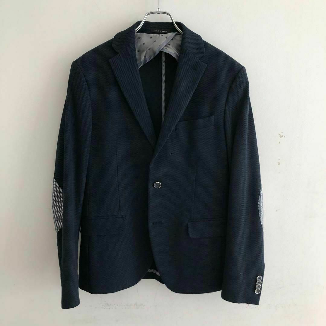 ZARA(ザラ)のZARA MANザラマンエルボーパッチテーラードジャケットネイビー紺色48 メンズのジャケット/アウター(テーラードジャケット)の商品写真