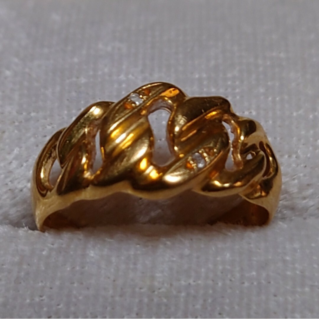 18k ダイヤモンド　リング　指輪　アンティーク　チェーン　金平　ビンテージ レディースのアクセサリー(リング(指輪))の商品写真