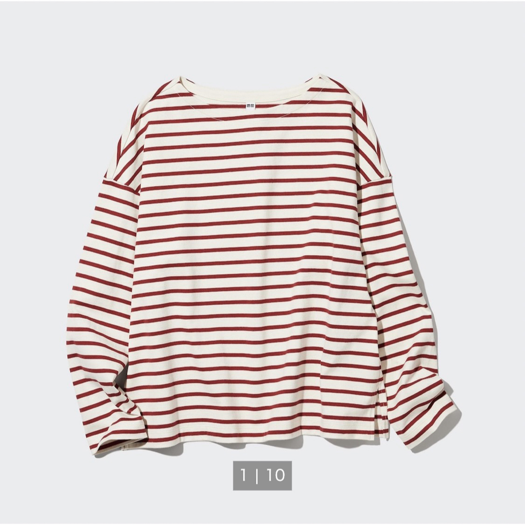 UNIQLO(ユニクロ)の【maa様】UNIQLO ボーダー Tシャツ （長袖） M レッド レディースのトップス(Tシャツ(長袖/七分))の商品写真