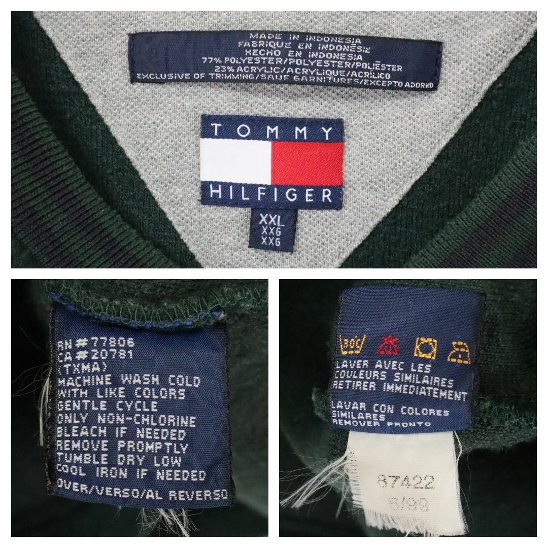 TOMMY HILFIGER(トミーヒルフィガー)の【90s】トミーヒルフィガー／ボアプルオーバー　2XLサイズ　ワンポイント刺繍 メンズのトップス(スウェット)の商品写真