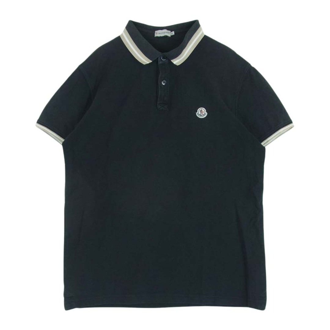 MONCLER(モンクレール)のMONCLER モンクレール MAGLIA POLO マグリア ポロ 半袖 シャツ コットン 中国製 ブラック系 ダークグレー系 XL【中古】 メンズのトップス(ポロシャツ)の商品写真