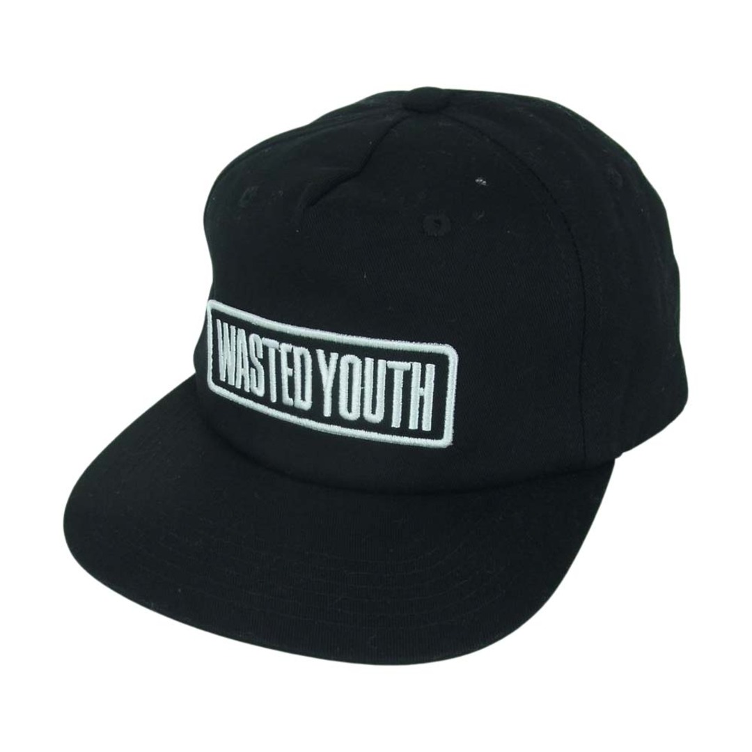 約115cm頭回りウェイステッド ユース WASTED YOUTH 5 PANEL SNAPBACK CAP ロゴ キャップ 帽子 コットン 中国製 ブラック系