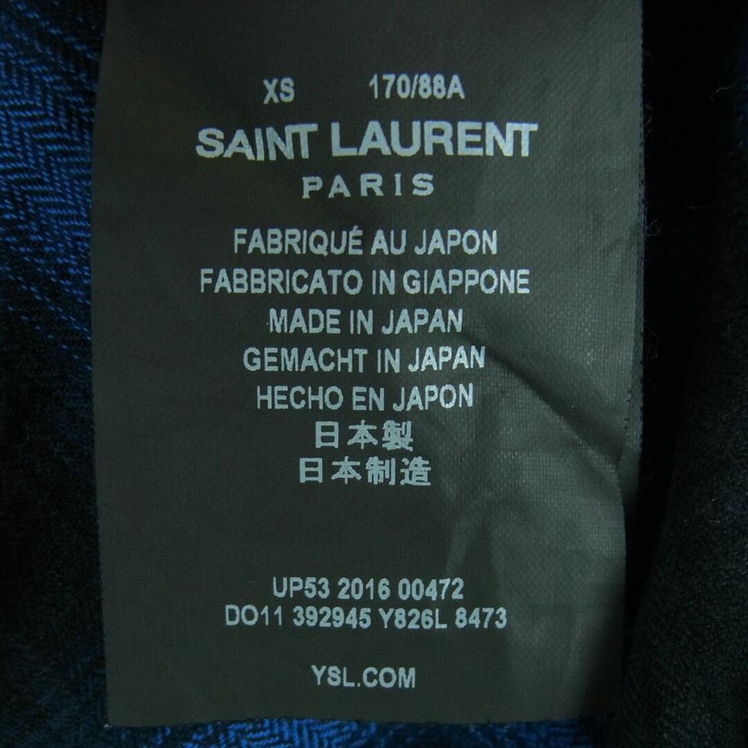 Saint Laurent(サンローラン)のSAINT LAURENT サンローラン 16AW エディ期 オンブレ チェック ネル シャツ 長袖 ブルー系 ブラック系 XS【中古】 メンズのトップス(シャツ)の商品写真