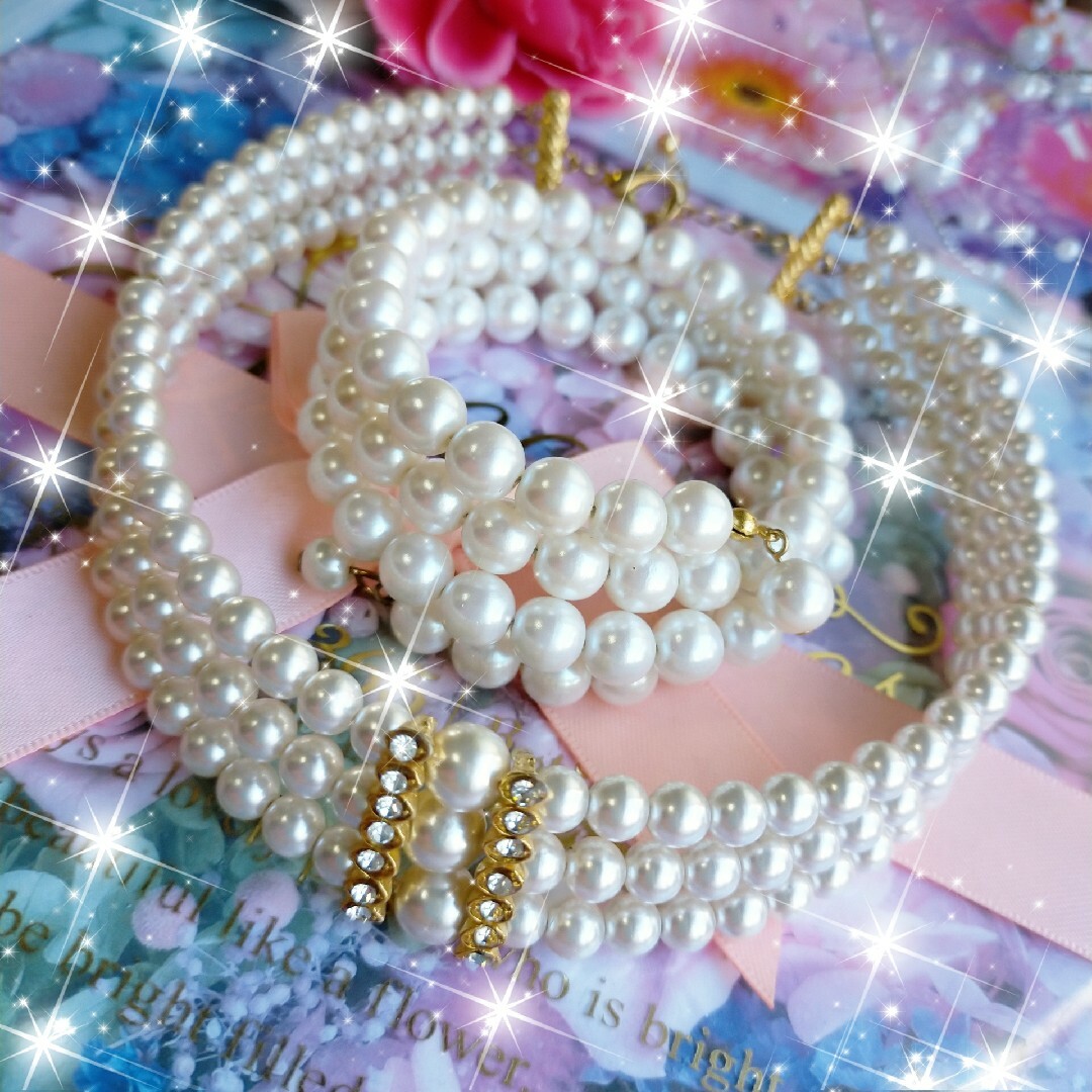 【美麗】２品✿パールの国の貴婦人✿連なる真珠連が美しい!!  パールネックレスセ レディースのアクセサリー(ネックレス)の商品写真