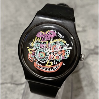 スウォッチ(swatch)の美品 Swatch Gent Wild Face スウォッチ ブラック 腕時計(腕時計)