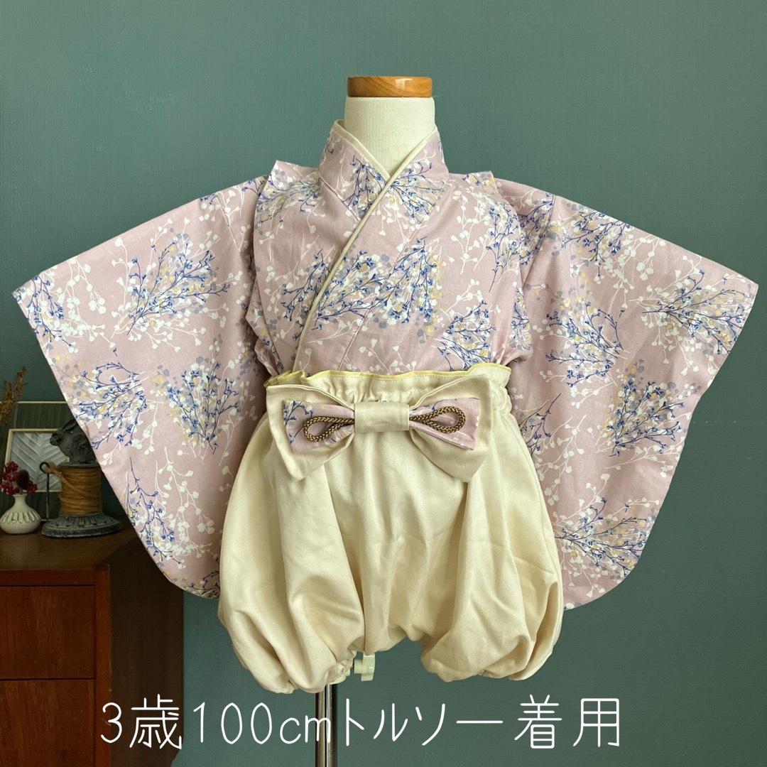 【試作 1着のみ】着物と袴パンツ 80-100㎝ キッズ/ベビー/マタニティのベビー服(~85cm)(和服/着物)の商品写真