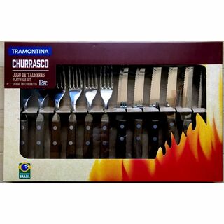 TRAMONTINA - ★食洗機対応★高耐久天然木柄ステーキナイフ＆テーブルフォーク各６本セット