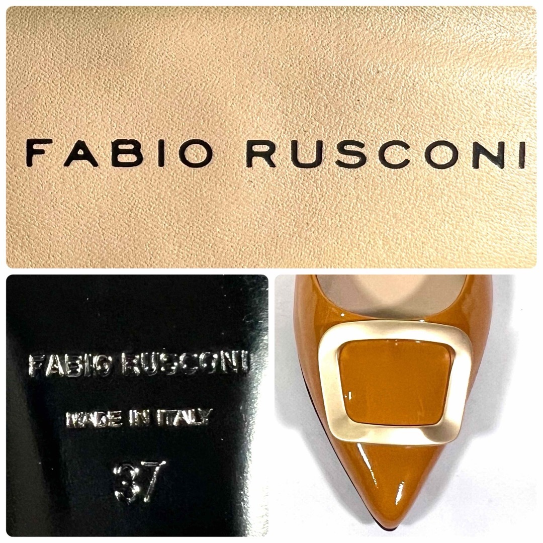 FABIO RUSCONI(ファビオルスコーニ)の【新品未使用】ファビオルスコーニ バックル エナメル パンプス 黄 24.0 レディースの靴/シューズ(ハイヒール/パンプス)の商品写真