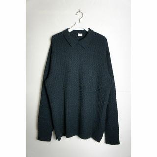 ウル(URU)の美品19AW URU 長袖 ニット ポロ シャツ ウール セーター 紺511N▲(ニット/セーター)